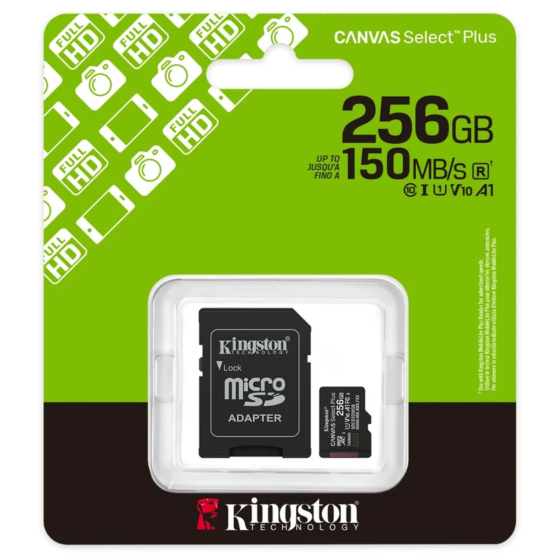 Карта памяти, Kingston, SDCS3/256GB, MicroSDXC 256GB, Canvas Select Plus, A1, U1, V10, c адаптером SD 3