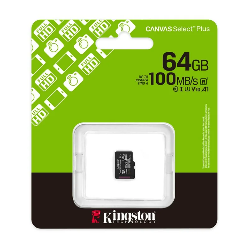 Карта памяти, Kingston, SDCS3/64GBSP, MicroSDXC 64GB, Canvas Select Plus, A1, U1, V10, без адаптера 3