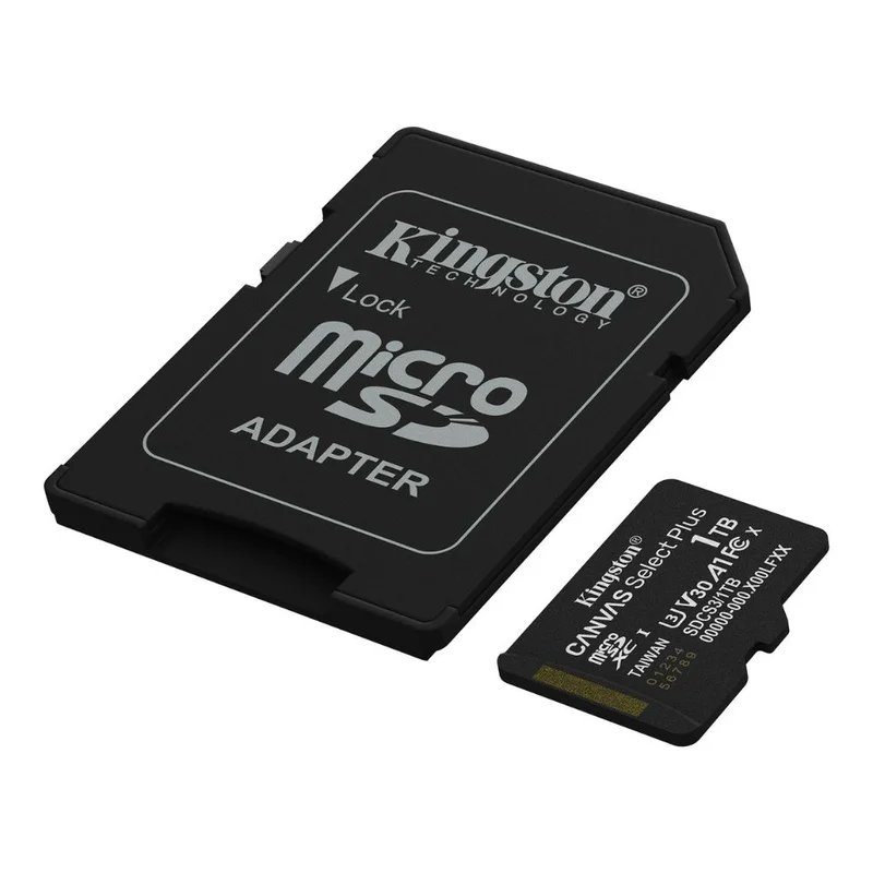 Карта памяти Kingston SDCS3/1TB, MicroSDXC 1TB, Canvas Select Plus, A1, U3, V30, c адаптером SD 2