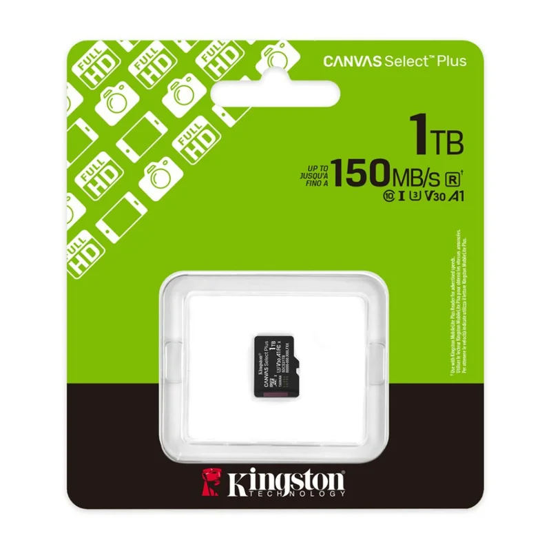 Карта памяти, Kingston, SDCS3/1TBSP, MicroSDXC 1TB, Canvas Select Plus, A1, U3, V30, без адаптера SD 3