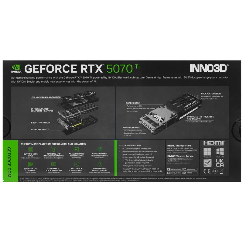Видеокарта INNO3D RTX 5070 Ti X3 16G 256bit/G7 (HDMI+3DP)[N507T3-16D7-176068N] 8