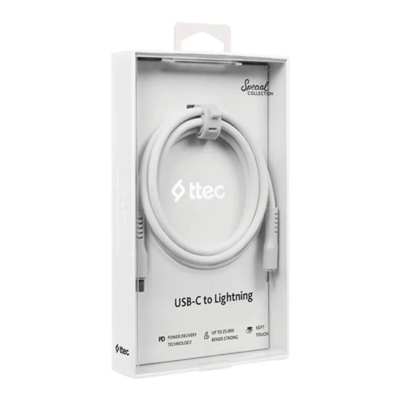 Кабель ttec USB-C - USB-C 60W PD/QC Fast Charging/Data Cable, 120cm, Белый (2DK59B) 3