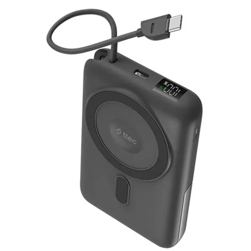 Внешний аккумулятор ttec Recharger M LCD 10.000 mAh Magesafe comp PD 20W with USB-C Cable and Stand