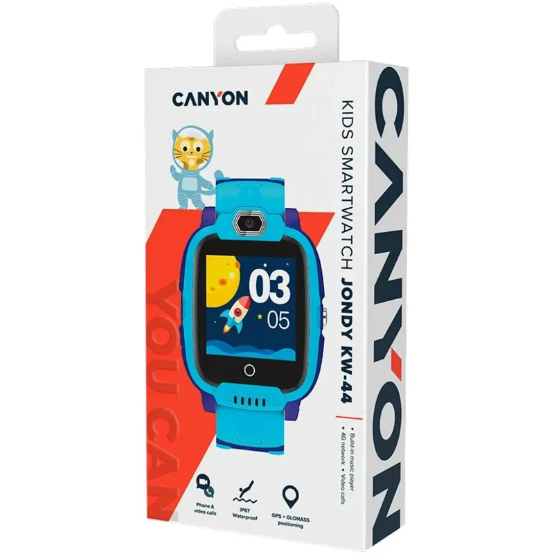 Детские смарт-часы CANYON Jondy KW-44 4G Camera GPS Music Blue (CNE-KW44BL) 4