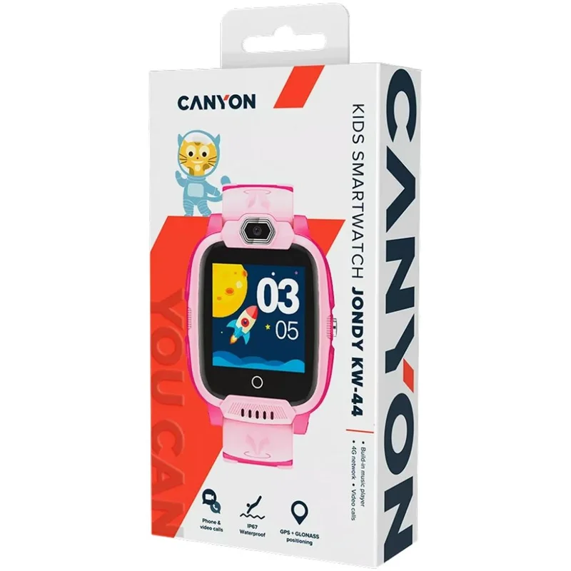 Детские смарт-часы CANYON Jondy KW-44 4G Camera GPS Music Pink (CNE-KW44PP) 4