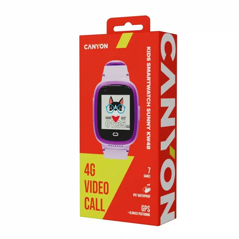 Детские смарт-часы CANYON Sunny KW-48 Video 4G GPS Games&Music Violet (CNE-KW48VL) 6