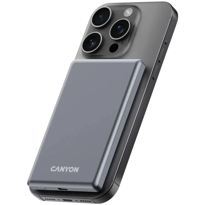 Внешний аккумулятор Canyon Power bank slim Magsafe 5000 mAh (CNS-CPB505DG), Grey 7
