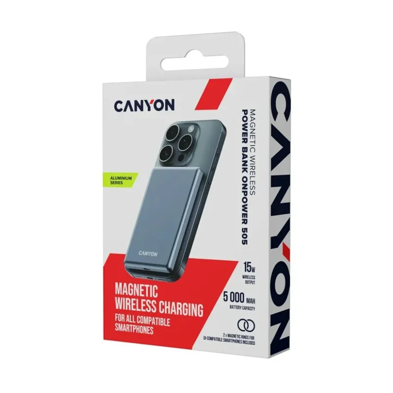 Внешний аккумулятор Canyon Power bank slim Magsafe 5000 mAh (CNS-CPB505DG), Grey 8
