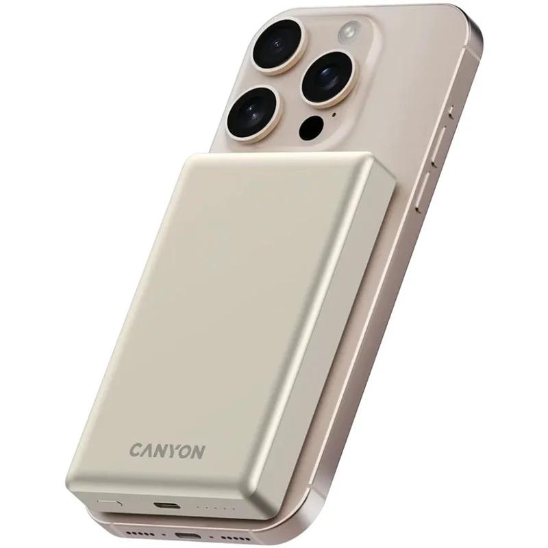 Внешний аккумулятор Canyon Power bank slim Magsafe 10000 mAh (CNS-CPB510BE), Beige 7