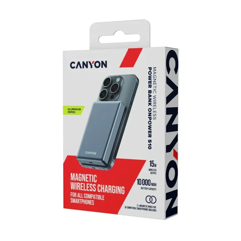 Внешний аккумулятор Canyon Power bank slim Magsafe 10000 mAh (CNS-CPB510DG), Grey 8