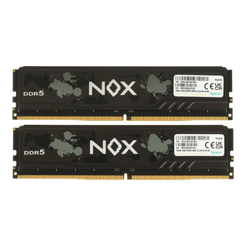 Оперативная память DDR5 DIMM 32GB(16GBx2)/5600Mhz Apacer NOX Black [AH5U32G56C522MBAA-2] 2