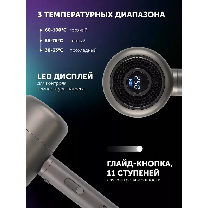Фен Polaris PHD-2003 Графитовый 4
