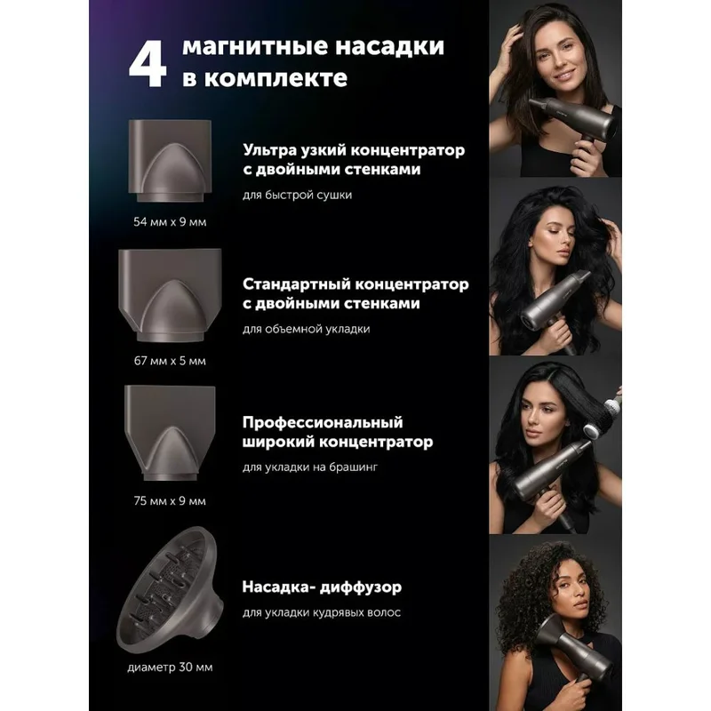 Фен Polaris PHD-3004 Графитовый 7