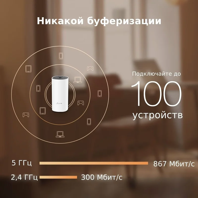Домашняя Mesh Wi-Fi система, TP-Link Deco E4 , 2 порта, 1167 Mbps (Deco E4 (1-pack)) 7