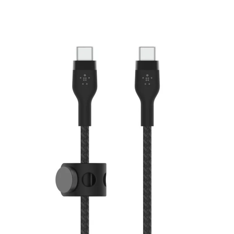 Кабель Belkin USB-C  - USB-C, 1M, в оплетке с фиксатором, Черный (CAB011BT1MBK)