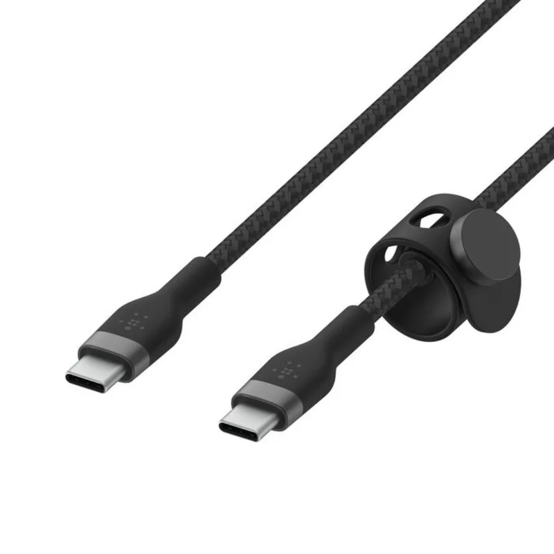 Кабель Belkin USB-C  - USB-C, 1M, в оплетке с фиксатором, Черный (CAB011BT1MBK) 4