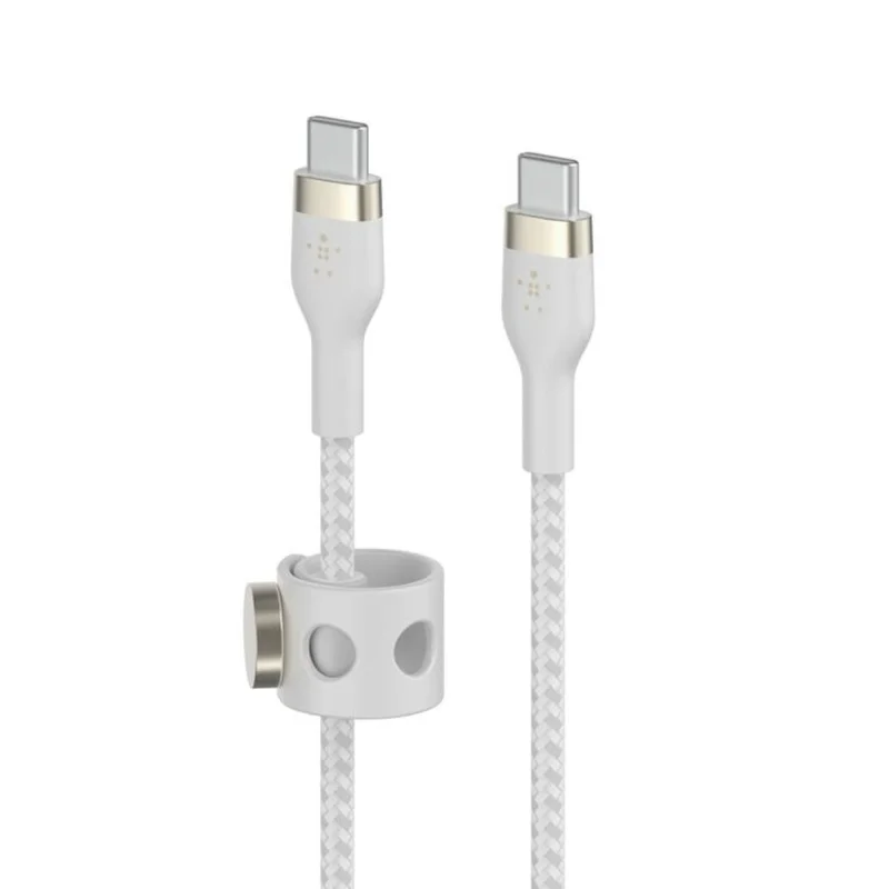 Кабель Belkin USB-C  - USB-C, 1M, в оплетке с фиксатором, Белый (CAB011BT1MWH) 2
