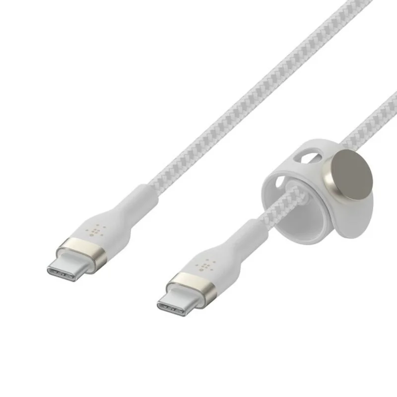 Кабель Belkin USB-C  - USB-C, 1M, в оплетке с фиксатором, Белый (CAB011BT1MWH) 4