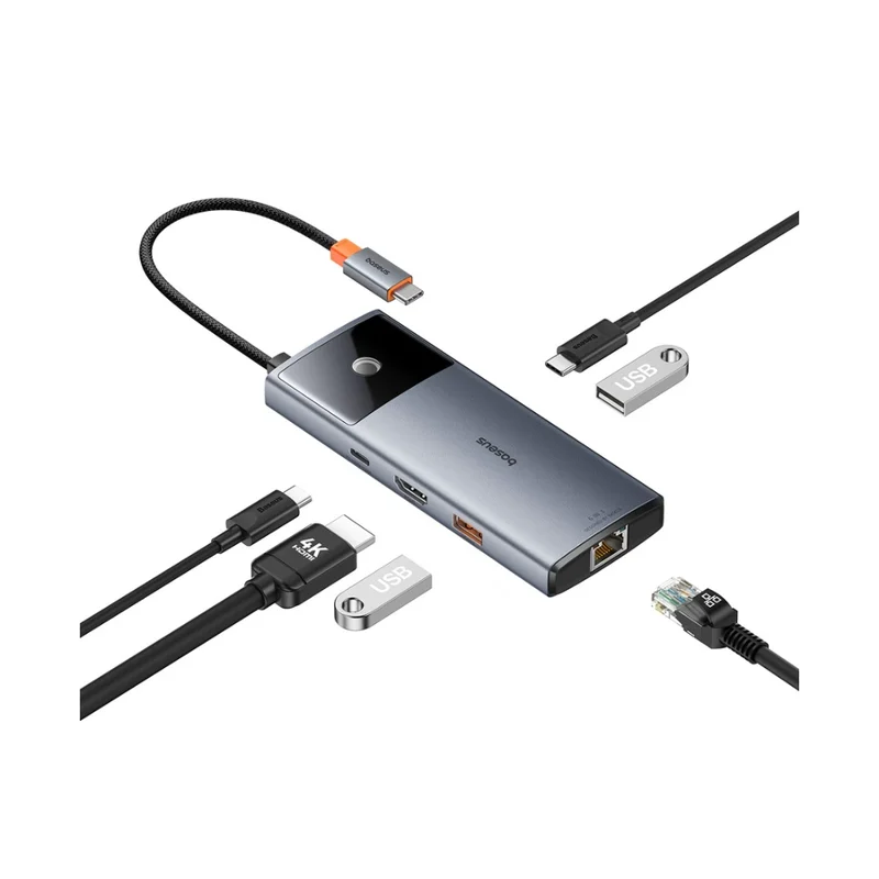 Мультипортовый адаптер Baseus Metal Gleam Series II, Air Spacemate, 6 in 1, Grey (B00061802813-00) 3