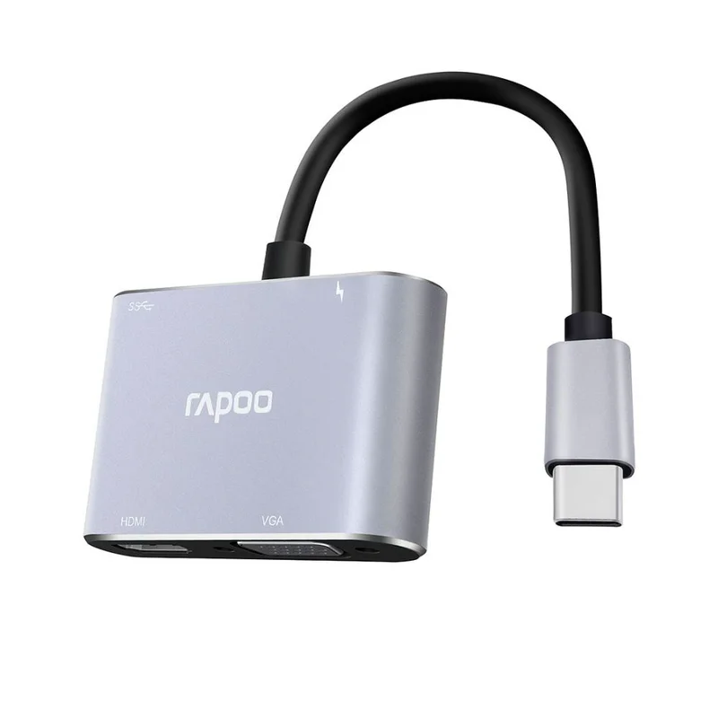 Мультипортовый адаптер Rapoo XD30, 1xHDMI, 1xVGA, Grey 2