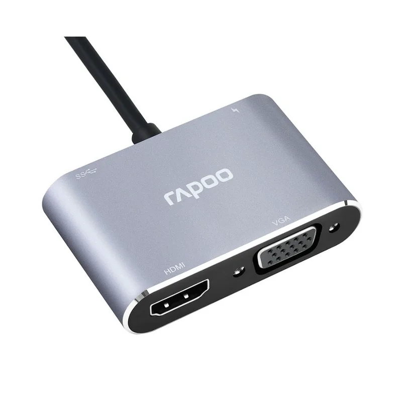 Мультипортовый адаптер Rapoo XD30, 1xHDMI, 1xVGA, Grey 3