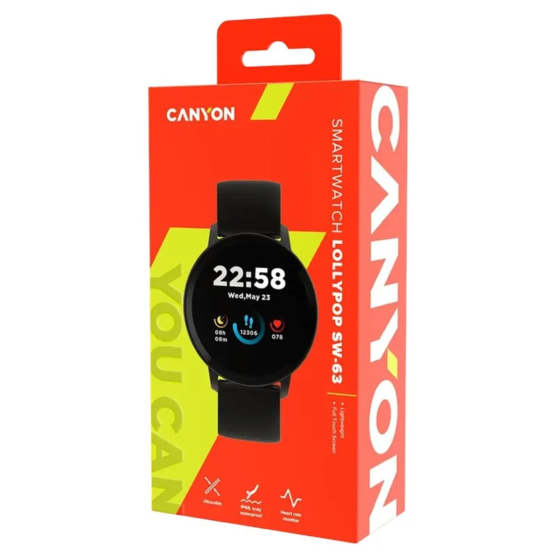 Смарт часы CANYON Lollypop SW-63 Black (CNS-SW63BB) 7