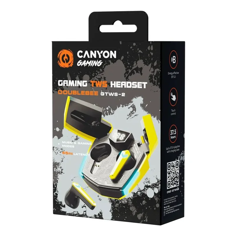 Беспроводные наушники CANYON headset Doublebee GTWS-2 Gaming Yellow (CND-GTWS2Y) 6