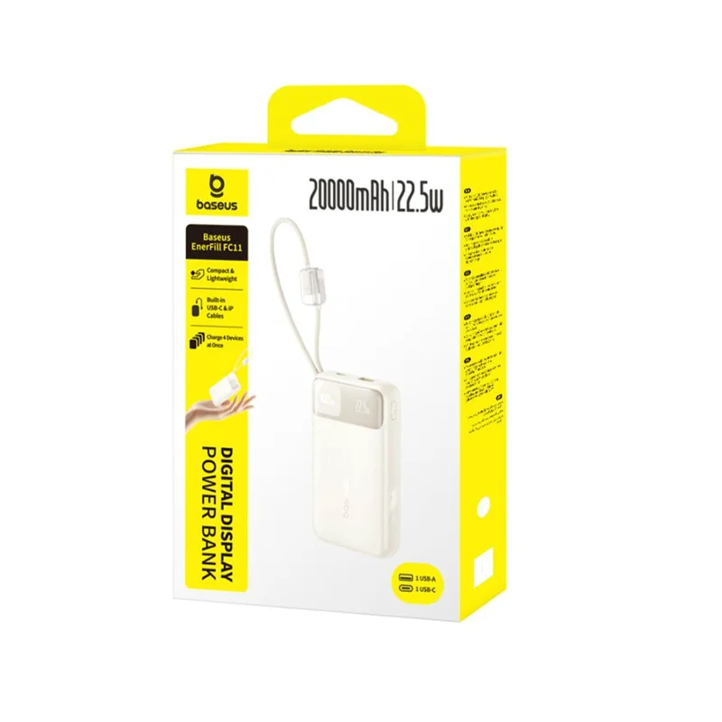 Портативный внешний аккумулятор, Baseus, EnerFill FC11 (E0027S05), 20000mAh, 22.5W,Бежевый 2