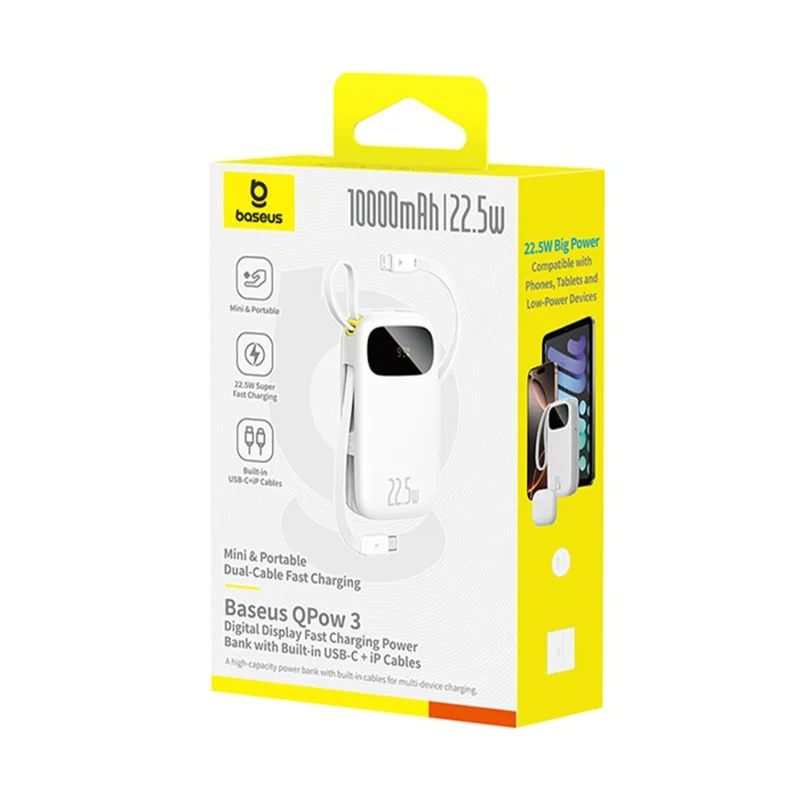 Портативный внешний аккумулятор, Baseus, EnerFill FC31 (P10082106213-00), 10000mAh, 22.5W Белый 3
