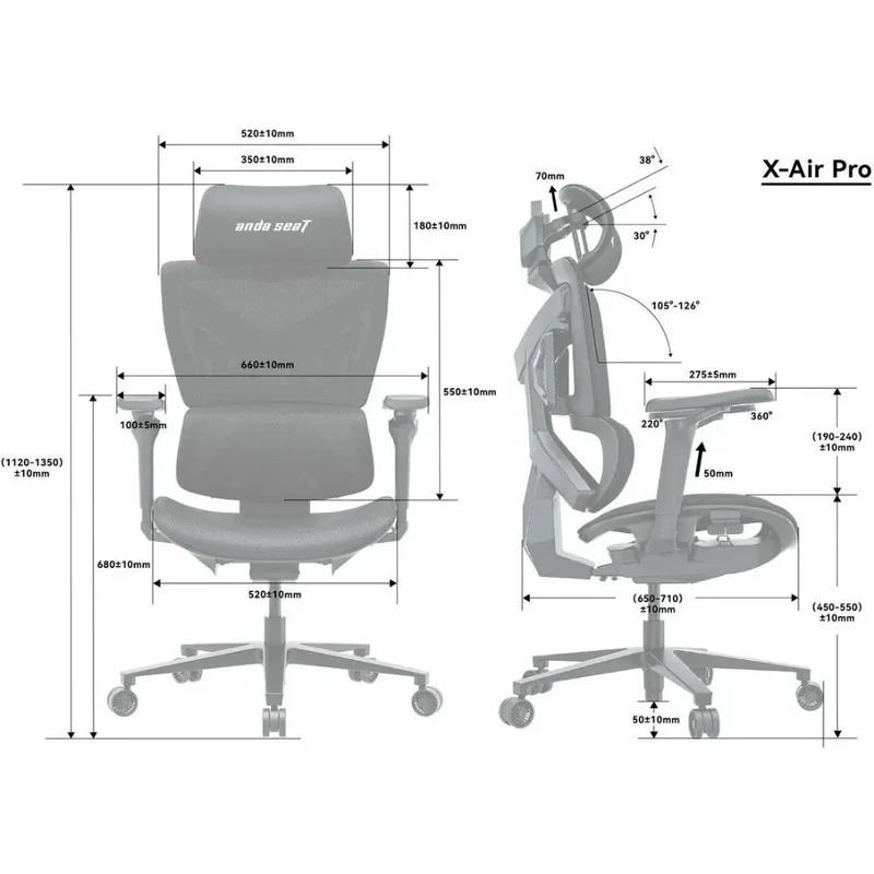 Игровое компьютерное кресло AndaSeat X-Air, Gray Twilight (AD-WY-01-GGSP) 8