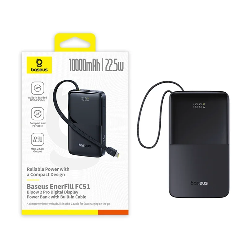 Портативный внешний аккумулятор, Baseus, EnerFill FC51 Bipow2 (E0027600), 10000mAh, 22.5W, Черный 2