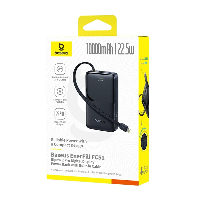 Портативный внешний аккумулятор, Baseus, EnerFill FC51 Bipow2 (E0027600), 10000mAh, 22.5W, Черный 3