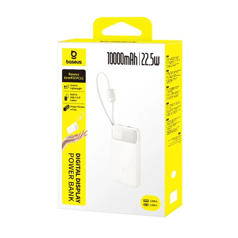 Портативный внешний аккумулятор, Baseus, EnerFill FC11 (E0027R05), 10000mAh, 22.5W, Бежевый 3