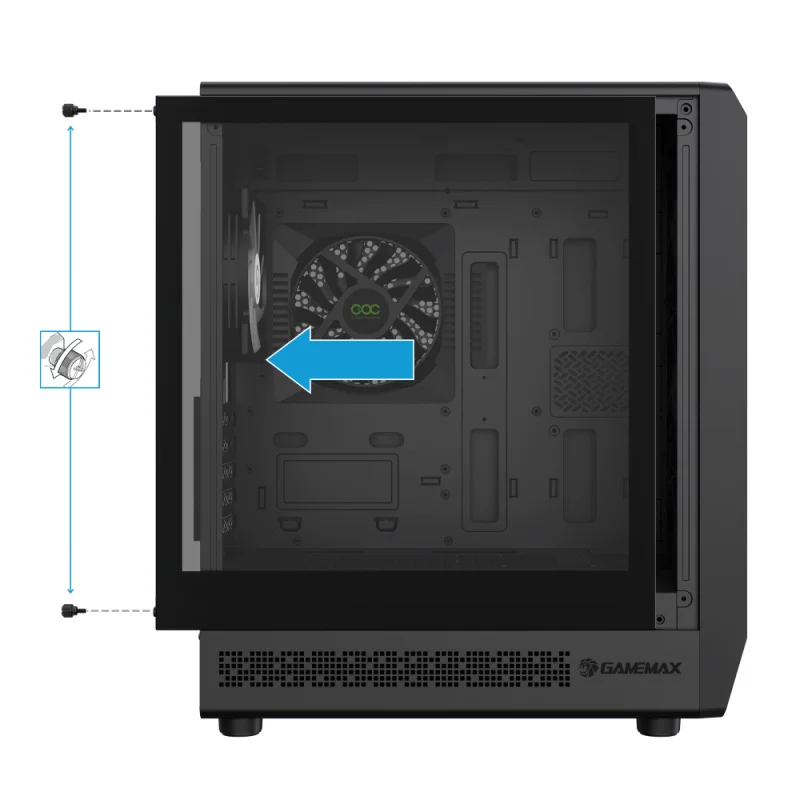 Кейс GameMax Forge COC MiniTower, window, Black mATX 2x140mm FAN [1117-3701R0005] 8