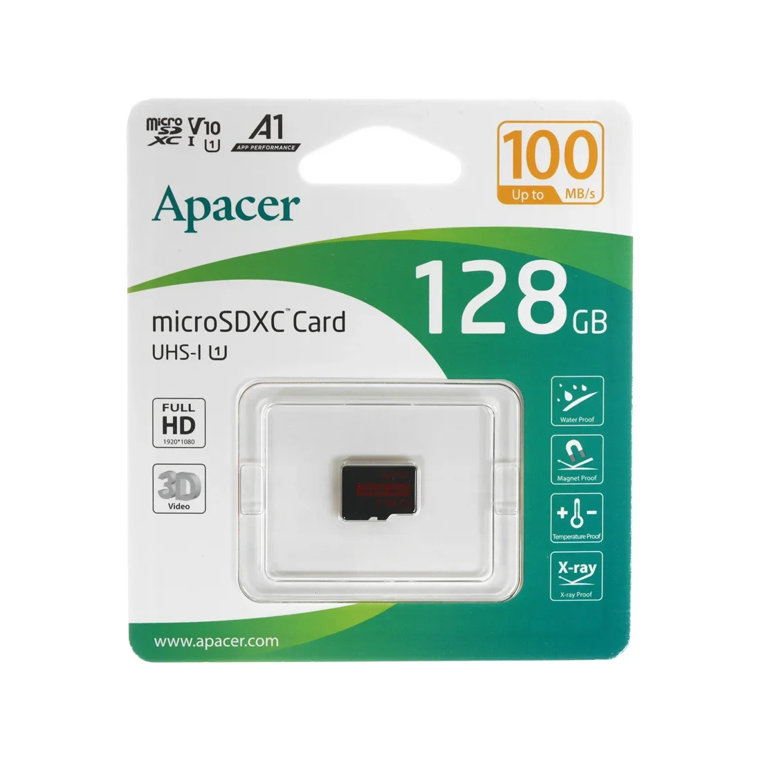 Карта памяти, Apacer, AP128GMCSX10UB-RA, MicroSDXC 128GB, A1, U1, V10 3