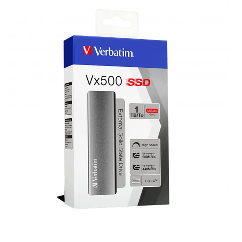 Внешний SSD 1TB USB-C/Type-A Verbatim VX500 Grey [47444] 3
