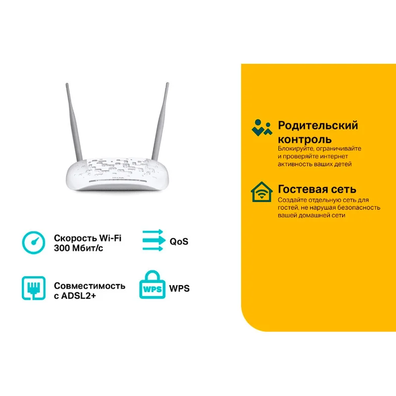 Беспроводной ADSL Модем, TP-Link TD-W8961N, 4 порта + Wi-Fi, 300 Mbps (TD-W8961N) 5