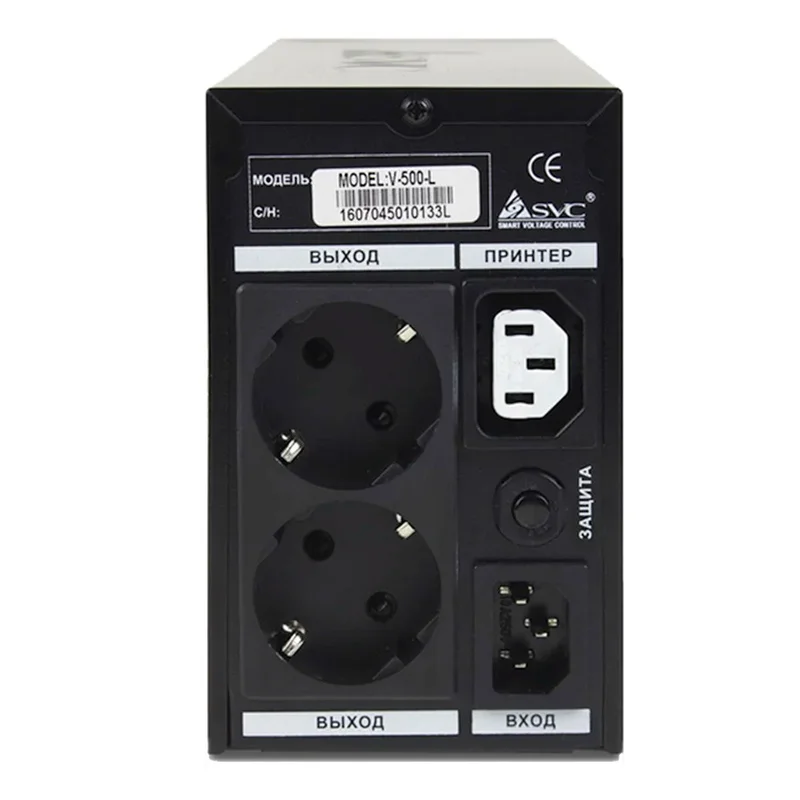 ИБП SVC, 500VA/300W, AVR:165-275В, 2Schuko, Black (V-500-L) 3