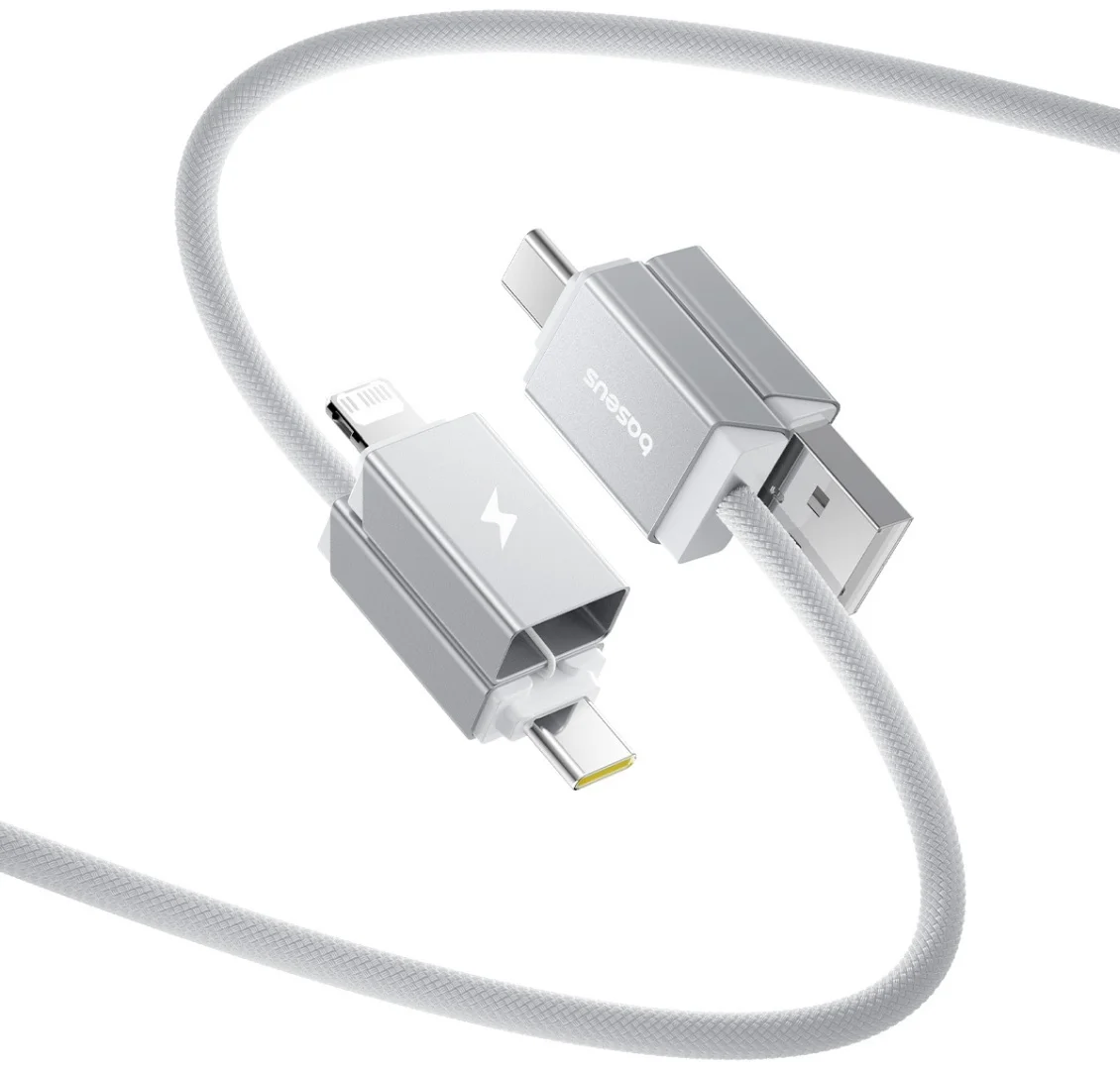 Интерфейсный кабель Baseus Versatile U+C to C+L 60W 1m White (P10383000211-00) (P10383000211-00) 3