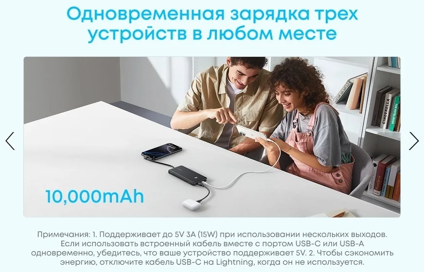 Портативный внешний аккумулятор Anker Zolo 10000mAh (A110DH11) Черный 8