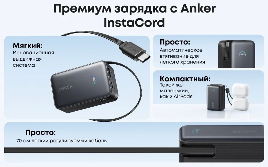 Портативный внешний аккумулятор Anker Nano 10000mAh 45W (A1638H11) Черный 4