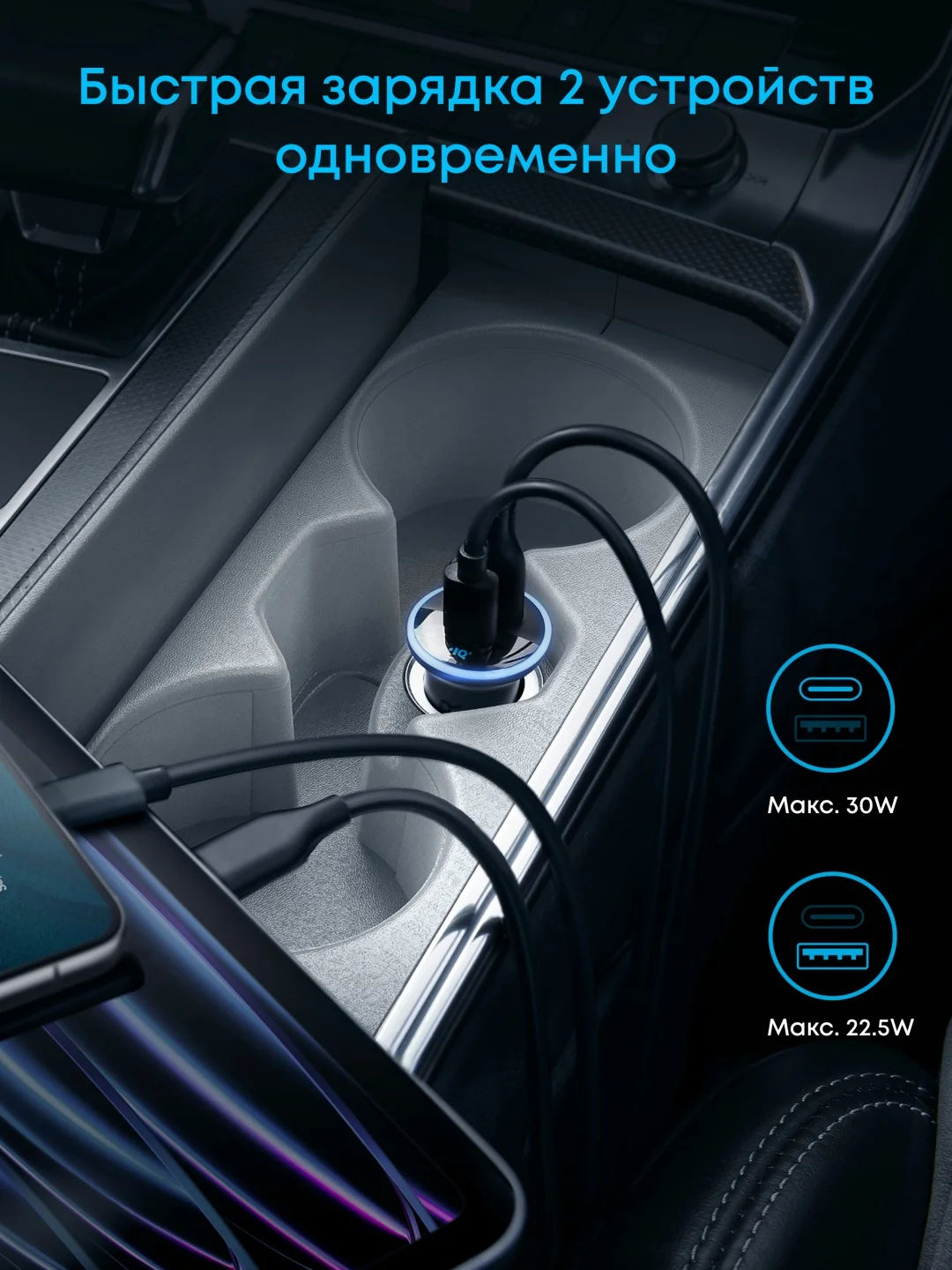 Автомобильное зарядное устройство Anker 323 Car Charger (52.5W) (A2735G11) Черный 4