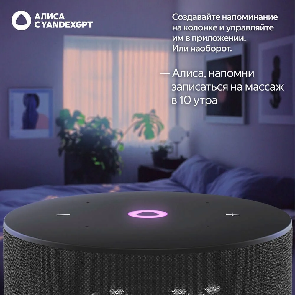 YNDX-00027BLK Домашняя мультимедийная платформа Умная колонка Яндекс Станция Мини 3 с Алисой на YaGPT,(Черный), 12 Вт 9