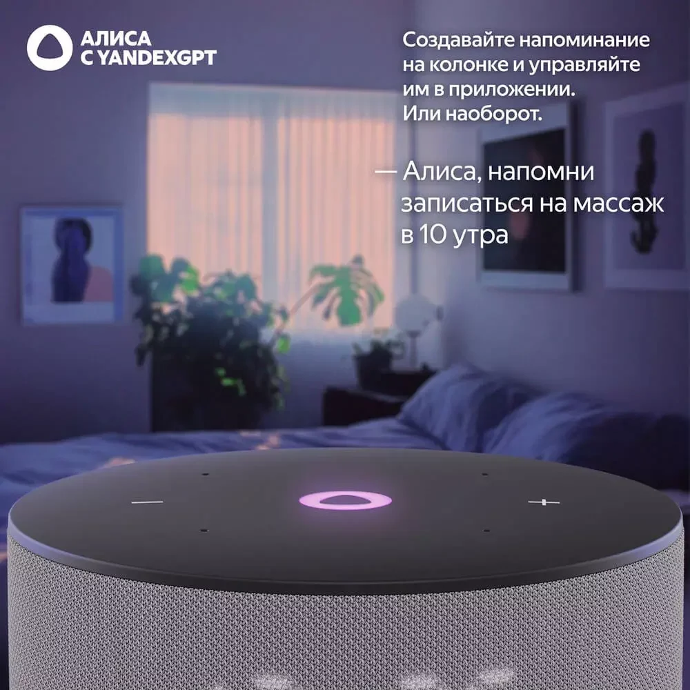 YNDX-00027GRY Домашняя мультимедийная платформа Умная колонка Яндекс Станция Мини 3 с Алисой на YaGPT,(Серый),+Сертификат 12 месяцев 10