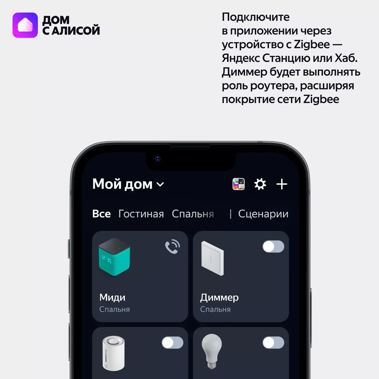 Умный диммер, Яндекс, YNDX-00530, Zigbee, Wi-Fi 802.11 b/g/n (2,4
ГГц), IP20, 50 Гц, Белый (1 год) 6