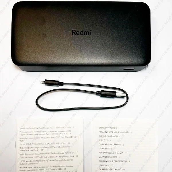 Портативный внешний аккумулятор Xiaomi Redmi Power Bank 20000mAh (18W Fast Charge) Черный 10
