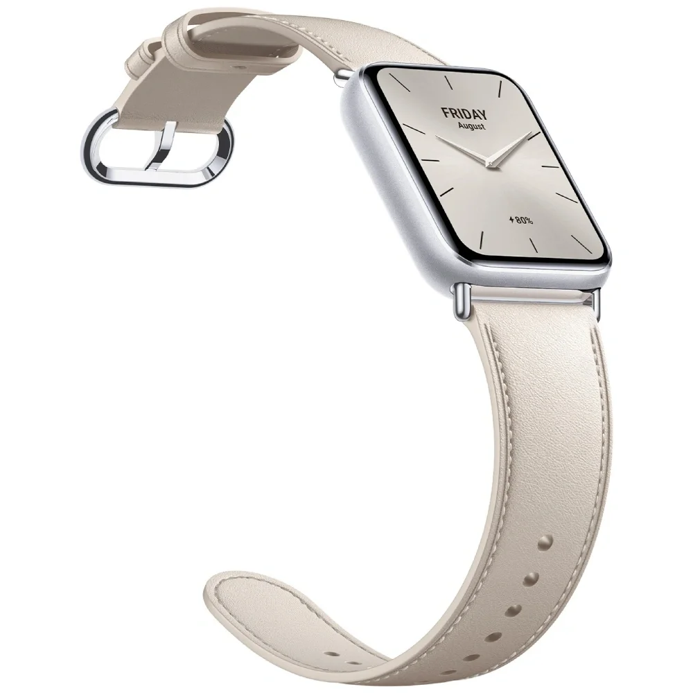 Кожаный сменный браслет Xiaomi Leather Quick Release Strap Cream white 4