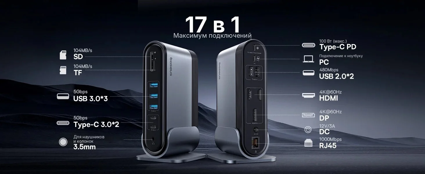 Док-станция Baseus UnionJoy 17-Port Triple Grey (B00532304811-00) 6