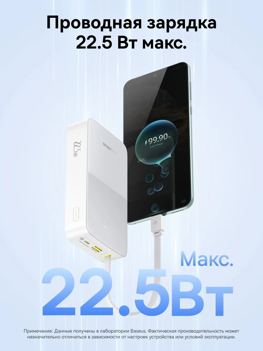 Портативный внешний аккумулятор Baseus EnerFill FC51 Bipow2 Pro 20000mAh 22.5W White (E0027700) 7