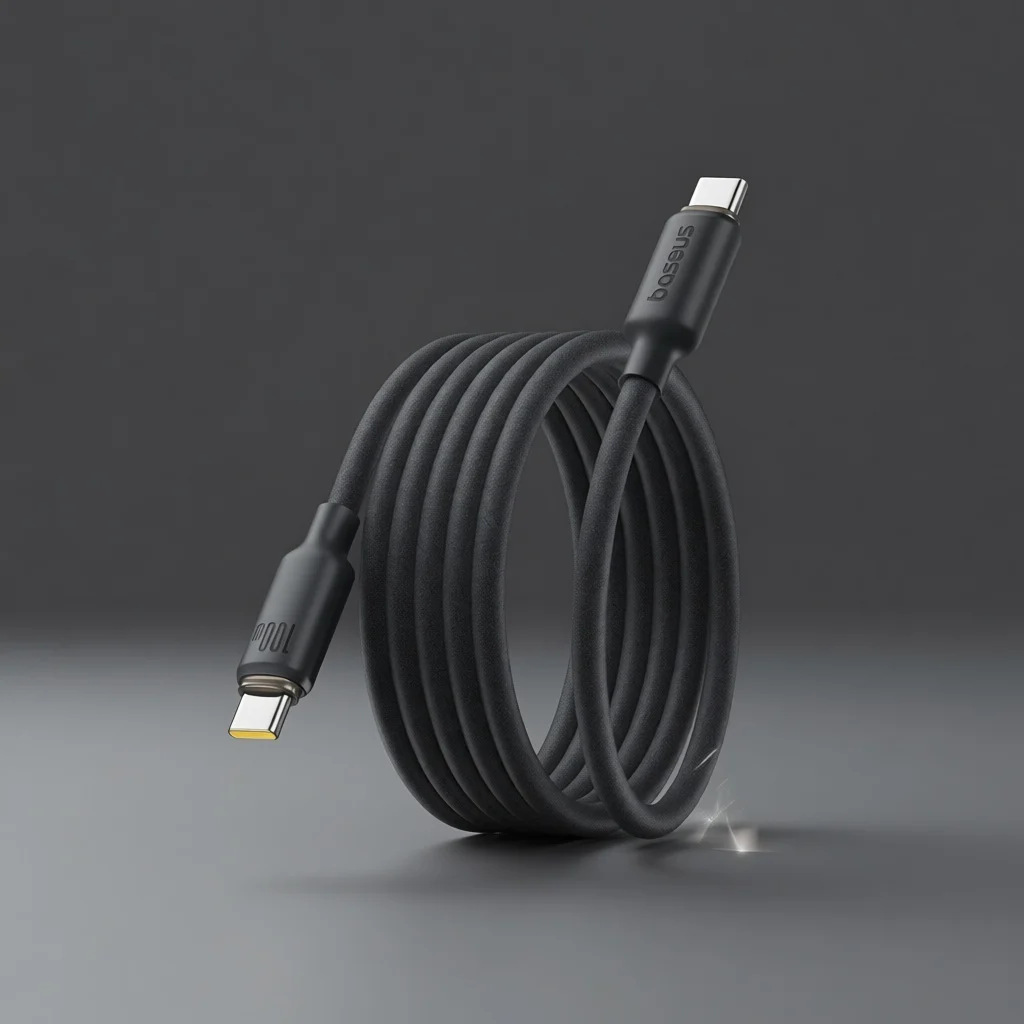 Интерфейсный кабель Baseus Foamed Silicone Pro Magnetic USB-C to USB-C 100W Black 1m (E0426D00) 3